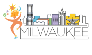 2023 Project SEARCH Conference Logo. Features Project SEARCH logo guy with cheese-head hat next to a graphic of the Milwaukee skyline.